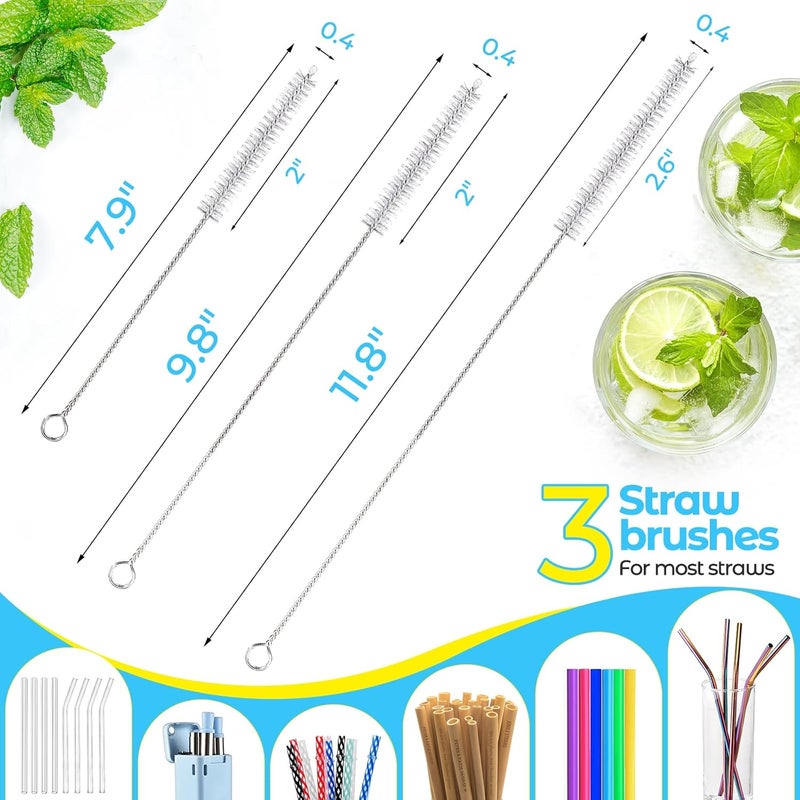 AnDock 5 Pack Bottle Cleaning Brush Set, Stainless Steel Scrub Cleaner Brush with 14'' Long Handle and 3 Straw Brushes, Flexible for Cleaning Sport Water Bottles, Straws, Coffee Mug, Cups, Baby Bottle - Image 4